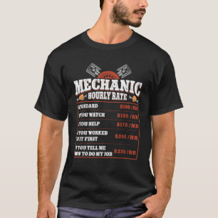 T-shirt Funny Mécanique Taux Horaire Taux De Main-D'Oeuvre