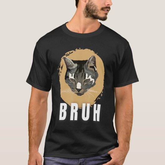 T-shirt Funny Meme saying Bruh with Cat Greetings Teens Bo (Devant)