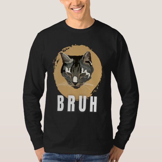 T-shirt Funny Meme saying Bruh with Cat Greetings Teens Bo (Devant)