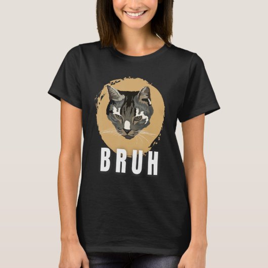 T-shirt Funny Meme saying Bruh with Cat Greetings Teens Bo (Devant)