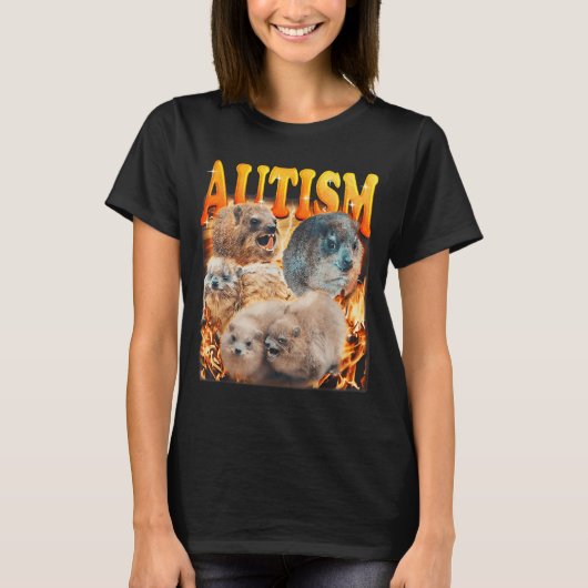 T-shirt Funny Meme Woodchucks Groundhogs Autistic Autism A (Devant)