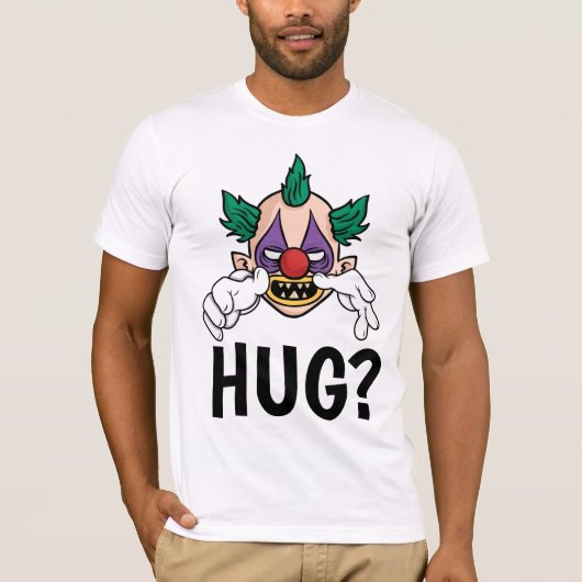 T-shirt Funny Men's T-shirts, Scary Clown Hug (Devant)