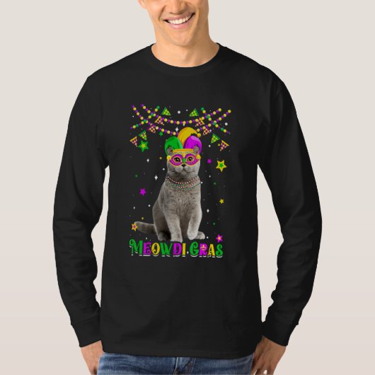 T-shirt Funny Meowdi Gras British Shorthair Cat Mardi Gras (Devant)