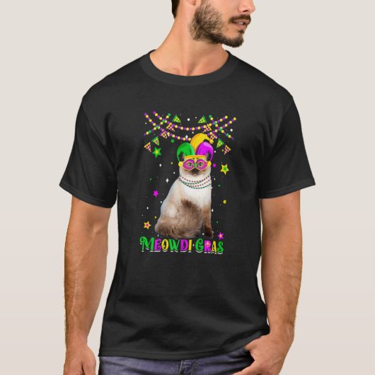 T-shirt Funny Meowdi Gras Ragdoll Cat Mardi Gras Carnival  (Devant)