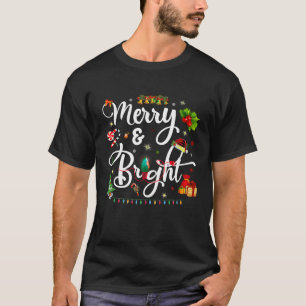 T-shirt Funny Merry and Bright Christmas Lights Xmas Holid