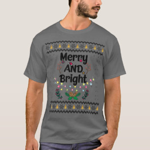 T-shirt Funny Merry and Bright Christmas Lights Xmas Holid