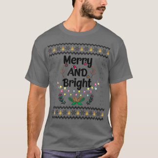 T-shirt Funny Merry and Bright Christmas Lights Xmas Holid