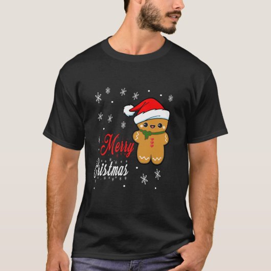 T-shirt Funny Merry Christmas Gingerbread Man Costume Men (Devant)