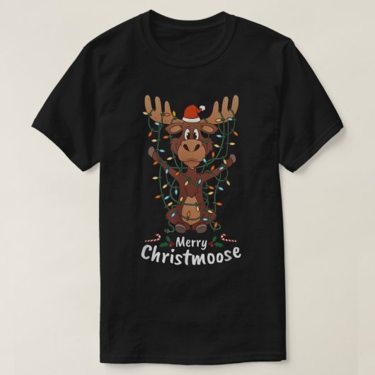 T-shirt Funny Merry Christmoose | Cute Christmas Moose (Design devant)