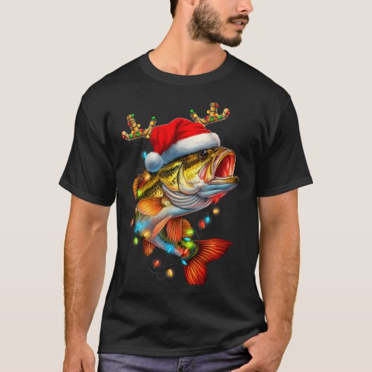 T-shirt Funny Merry Fishmas B Fish Fishing Christmas Xmas  (Devant)