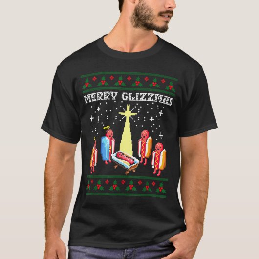 T-shirt Funny Merry Glizzmas Hot Dogs Family Group Ugly Ch (Devant)