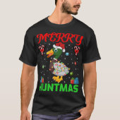T-shirt Funny Merry Huntmas Xmas Lighting Duck Hunting Chr (Devant)