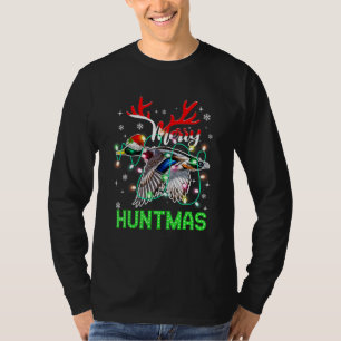 T-shirt Funny Merry Huntmas Xmas Lighting Duck Hunting Chr