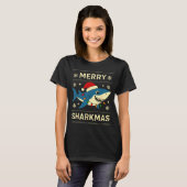 T-shirt Funny Merry Sharkmas Christmas Shark Humor  (Devant entier)