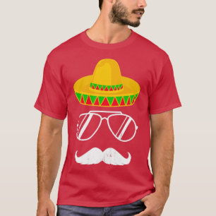 T-shirt Funny mexicaine sombrero moustache visage pour Cin