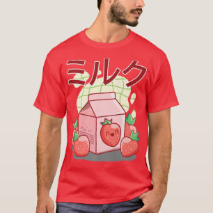T-shirt Funny Milk Retro 90s Shake Japonais Kawaii Strawbe