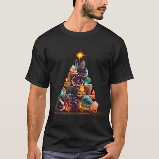 T-shirt Funny Minerals Christmas Tree Graphic Crystals (Devant)