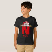 T-shirt Funny Monogram Family Christmas Red Santa  (Devant entier)