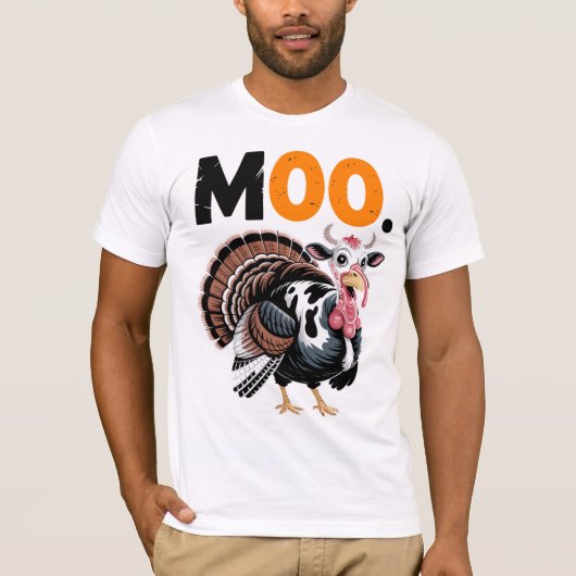 T-shirt Funny Moo Turkey Thanksgiving Design (Devant)
