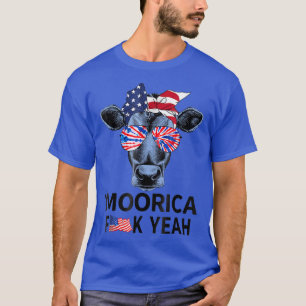T-shirt Funny Moorica Cow 4 juillet Moo Patriotic Farmer