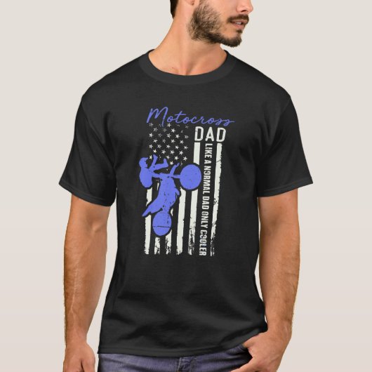 T-shirt Funny Motocross Dad American Us Flag Cooler Dirt B (Devant)