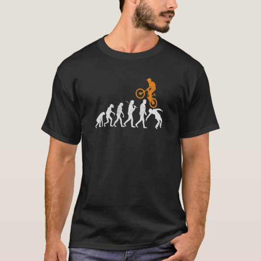 T-shirt Funny Mountain Bike Evolution Biker Jump MTB Trail (Devant)