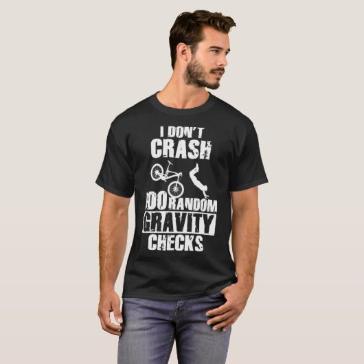 T-shirt Funny MTB Crash - Gravity Checks VTT (Devant entier)