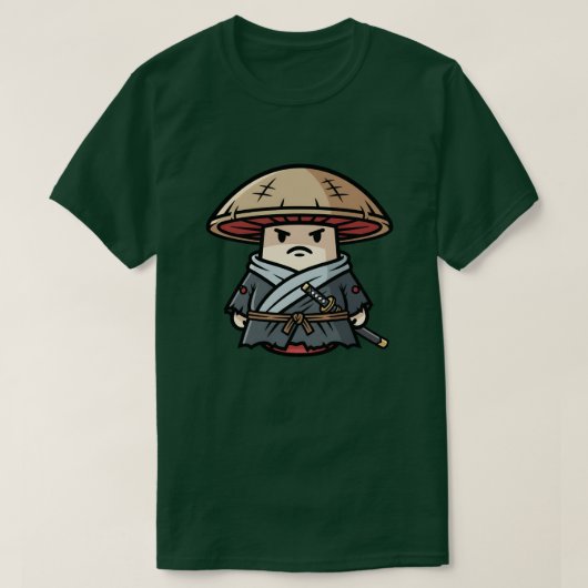 T-shirt Funny Mushroom Ronin Wandering Samurai Illustratio (Design devant)