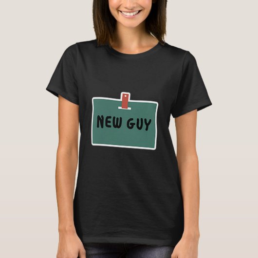 T-shirt Funny New Guy Name Badge Tee For New Employees  (Devant)