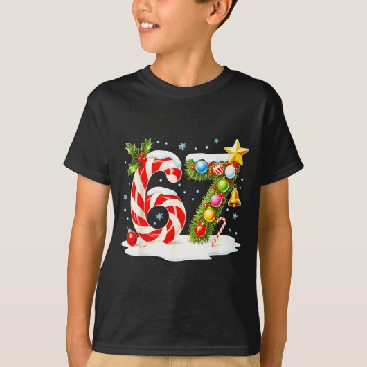T-shirt Funny Nice Naughty 6 7 Christmas 67 Meme Xmas Boys (Devant)