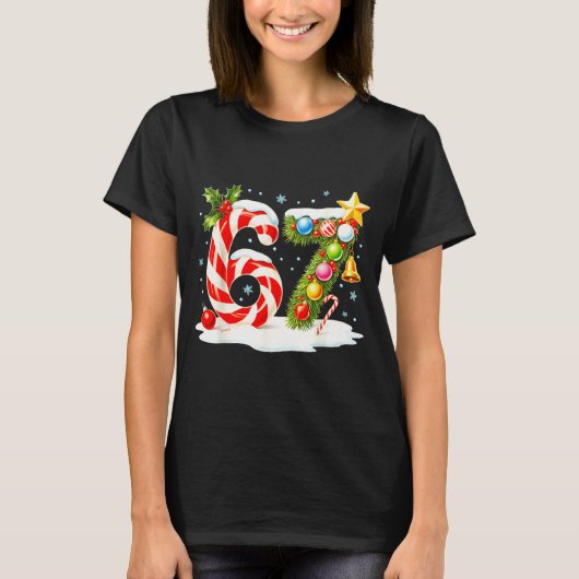 T-shirt Funny Nice Naughty 6 7 Christmas 67 Meme Xmas Boys (Devant)