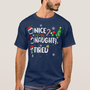 T-shirt Funny Nice Naughty Naughty Lancé Pajama de Noël