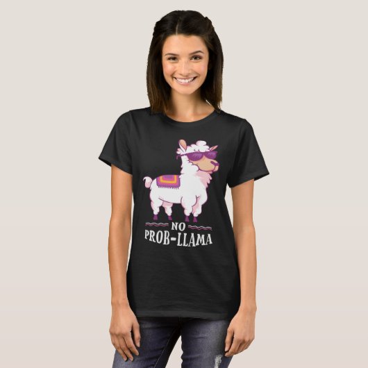 T-shirt Funny No Prob-Llama Alpaca Lover (Devant entier)