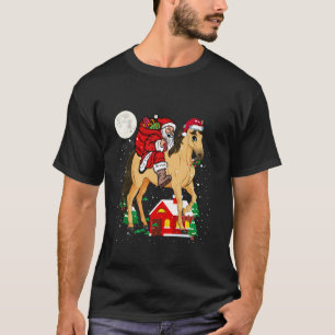 T-shirt Funny Noël Père Noël équitation Cheval Xmas Famill