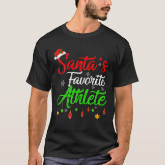 T-shirt Funny Noël Père Noël Favori de l'athlète Noël