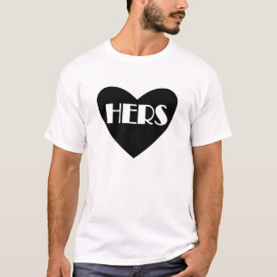 T-shirt Funny noir blanc Hers titre chemise de mariage