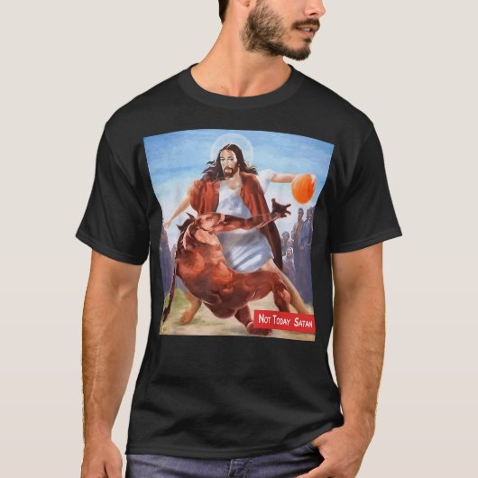 T-shirt Funny Not Today Satan Jesus Crossover  (Devant)