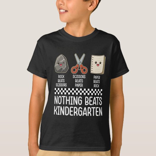 T-shirt Funny Nothing Beats Kindergarten Rock Paper (Devant)