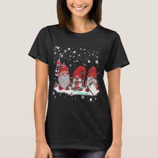 T-shirt Funny Nurse Gnomes Père Noël Christmas Light Nurse
