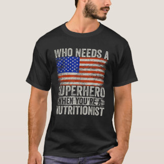 T-shirt Funny Nutritionniste Superhero Vintage Tee Pour Ho