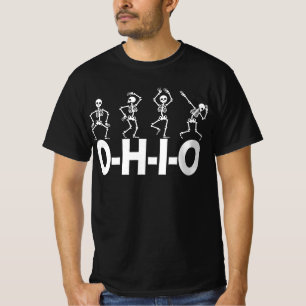 T-shirt Funny O-H-I-O State Skeleton Ohio Halloween Vintag