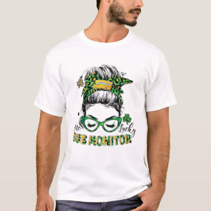 T-shirt Funny One Lucky School Bus Monitor Messy Bun St Pa