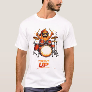 T-shirt Funny Orange Drummer Character Music Illustration
