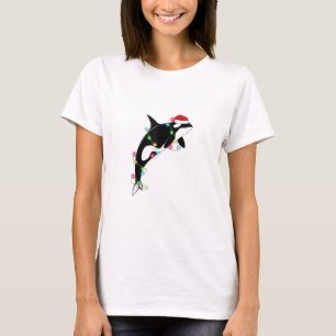 T-shirt Funny Orca Tueur Baleine Santa Chapeau Mer de Noël