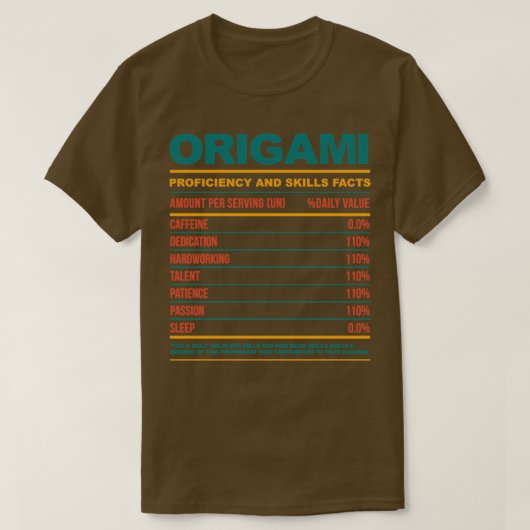 T-shirt Funny Origami Nutritional Facts (Design devant)