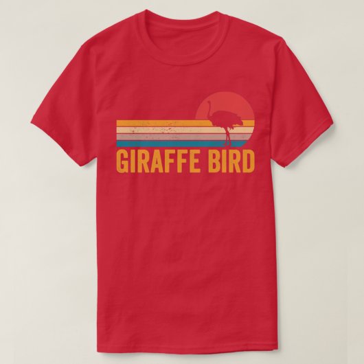 T-shirt Funny Ostrich Giraffe Oiseau Rétro (Design devant)