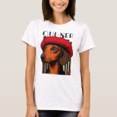 T-shirt Funny Oui-Ner Amoureux des chiens français Weiner (Devant)