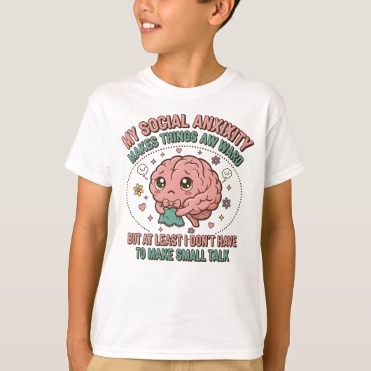 T-shirt Funny Overthinking Brain Cartoon (Devant)