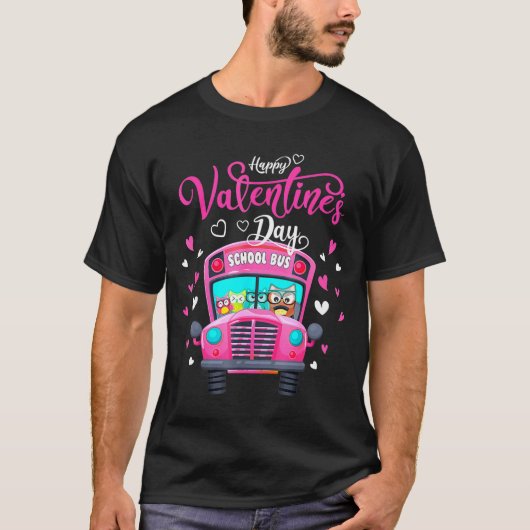 T-shirt Funny Owls School Bus Driver Happy Valentines Day  (Devant)