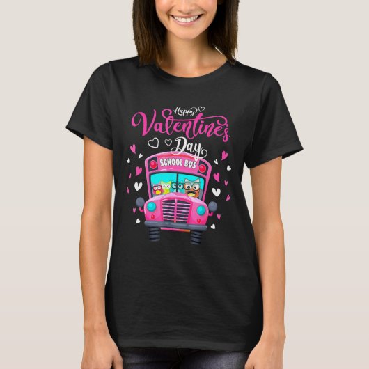 T-shirt Funny Owls School Bus Driver Happy Valentines Day (Devant)